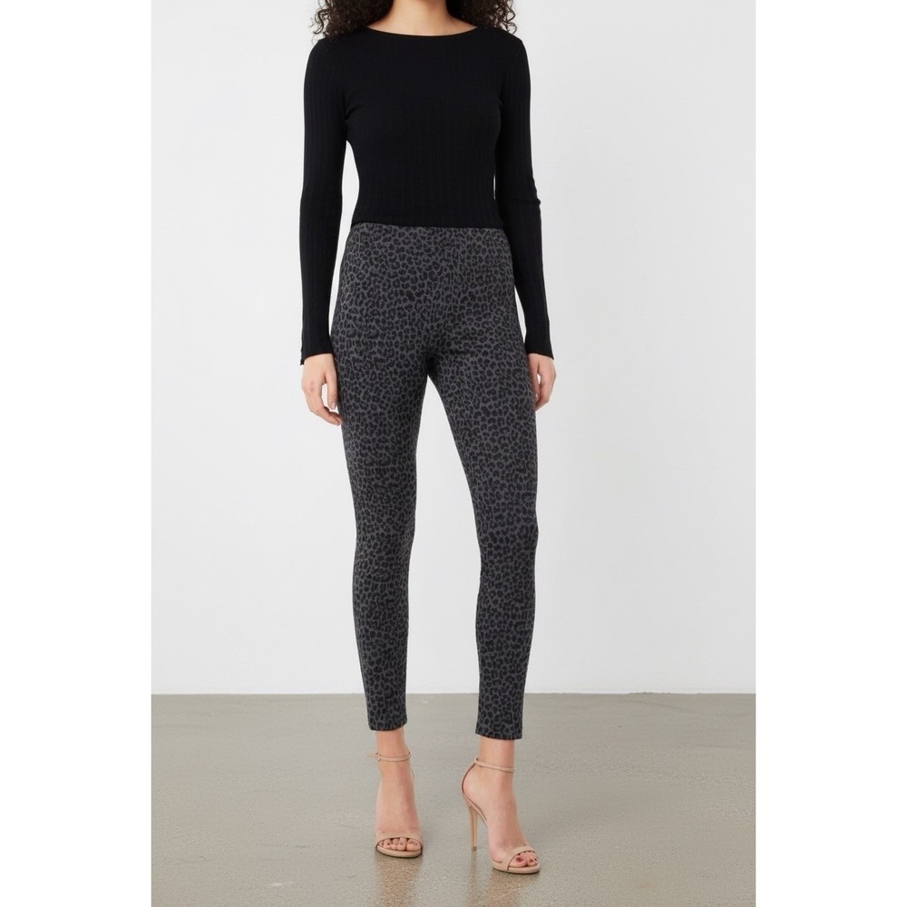 NWT Liverpool Reese Ankle Leggings Sz 8 Grey Black Leopard Print‎ Tummy Control